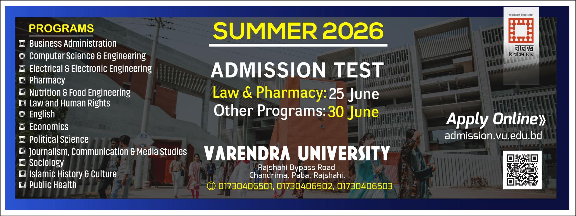Admissions open for Summer 2026.